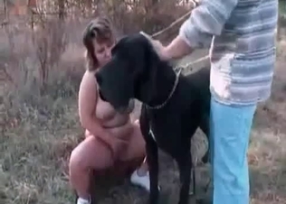 Big-tit wife have sex with a nice doggy