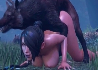 Doggy style bestiality action in the 3D scene