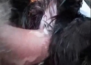 Doggy is getting an amazing anal creampie by a male zoophile