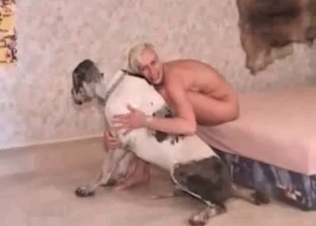 Doggy is being trained by a perverted blonde