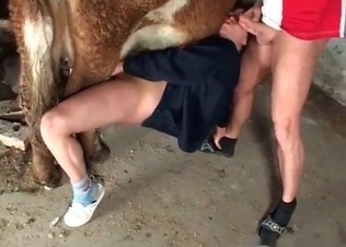 Family couple is getting in the bestiality