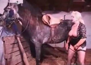 Horse cock sucked by a perverted milf